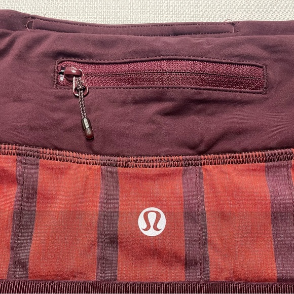 Lululemon Pace Setter Pleated Mini Skirt Skort Plaid Yama Check Bordeaux Drama 4 - Picture 4 of 6